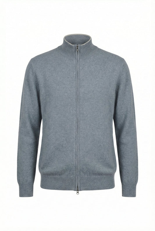 Alexander Zipper Cashmere Sweater - Blue Sky Cashmere