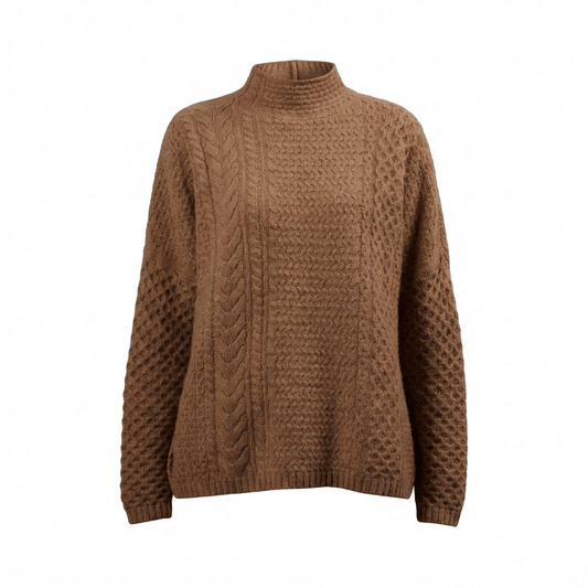 Anya Braid - Knit Cashmere Turtleneck - Blue Sky Cashmere