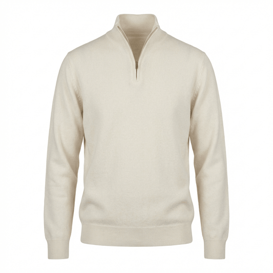 Blair Zip - Neck Cashmere Cardigan - Blue Sky Cashmere