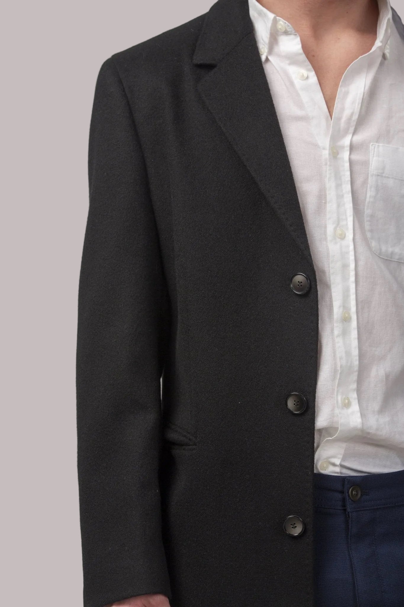 Blazer Wool Coat - Blue Sky Cashmere