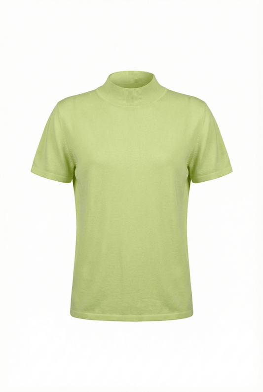 Cashmere - Cotton Mock T-Shirt - Blue Sky Cashmere