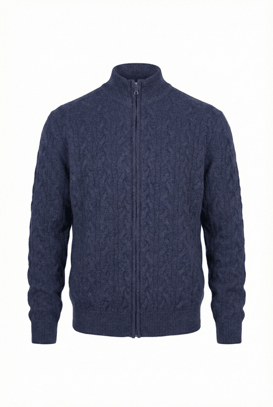 Cashmere Double - Zip Cardigan - Blue Sky Cashmere