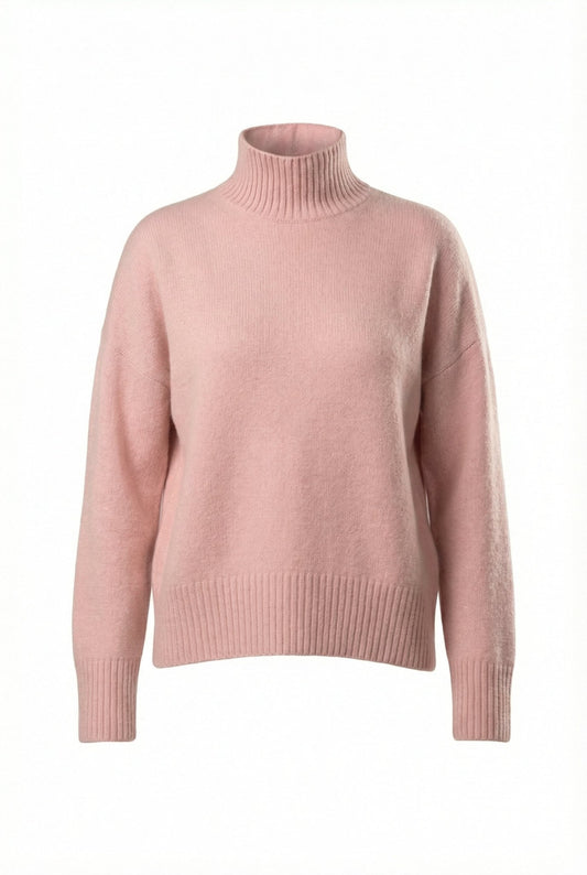 Diana Ribbed Cashmere Mock Turtleneck - Blue Sky Cashmere