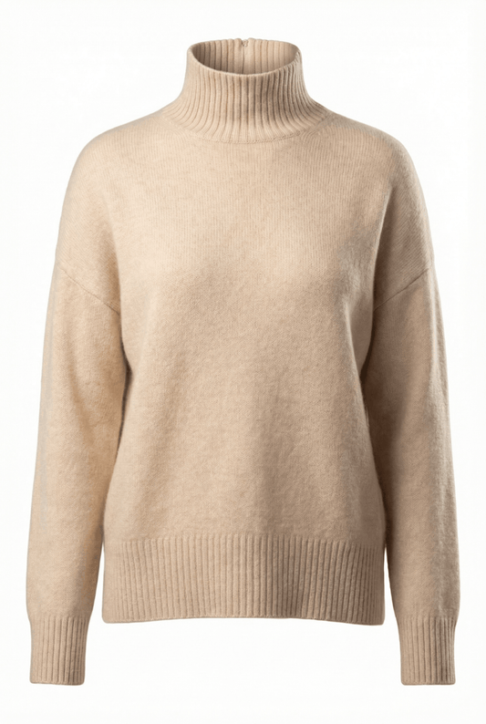 Diana Ribbed Cashmere Mock Turtleneck - Blue Sky Cashmere