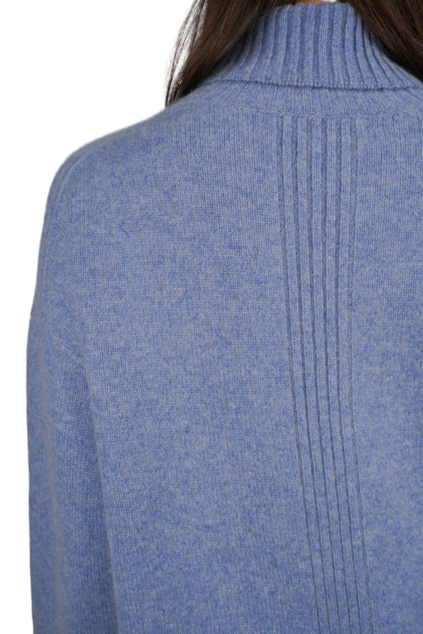 Embroidered Cashmere Turtleneck - Blue Sky Cashmere