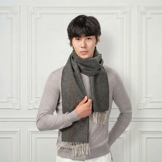 Essential Fringed Wool Scarf - Blue Sky Cashmere