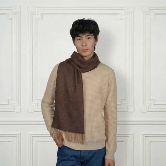 Fringed Cashmere Scarf - Blue Sky Cashmere