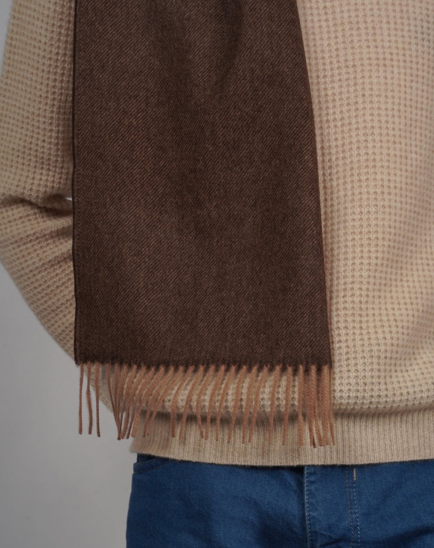 Fringed Cashmere Scarf - Blue Sky Cashmere