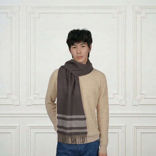 Fringed Cashmere Scarf - Blue Sky Cashmere