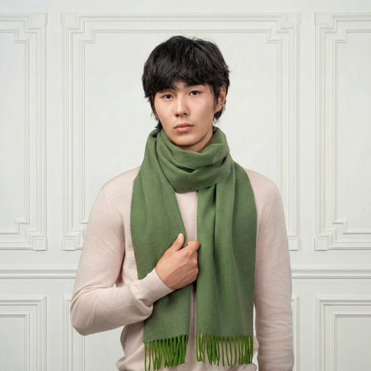 Fringed Cashmere Scarf - Blue Sky Cashmere