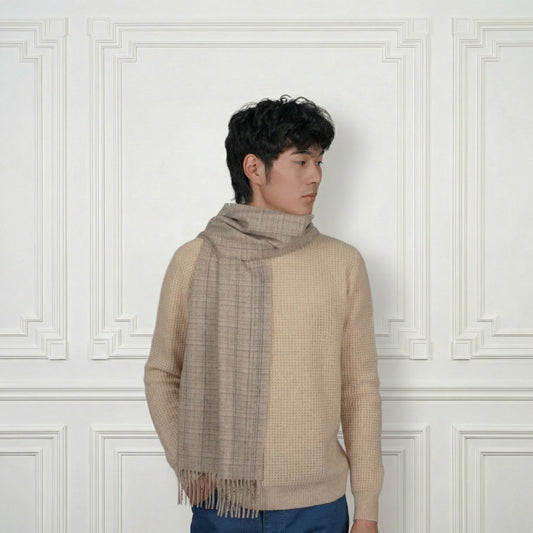 Fringed Multicolor Cashmere Scarf - Blue Sky Cashmere