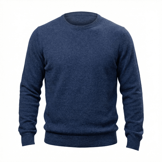 Humphrey Rounded Neckline Cashmere Sweater - Blue Sky Cashmere