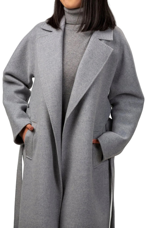 Isabella Belted Wool Coat - Blue Sky Cashmere