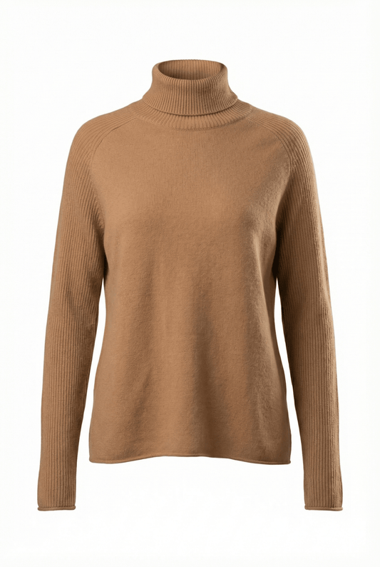 Natalia Staple Cashmere Turtleneck - Blue Sky Cashmere