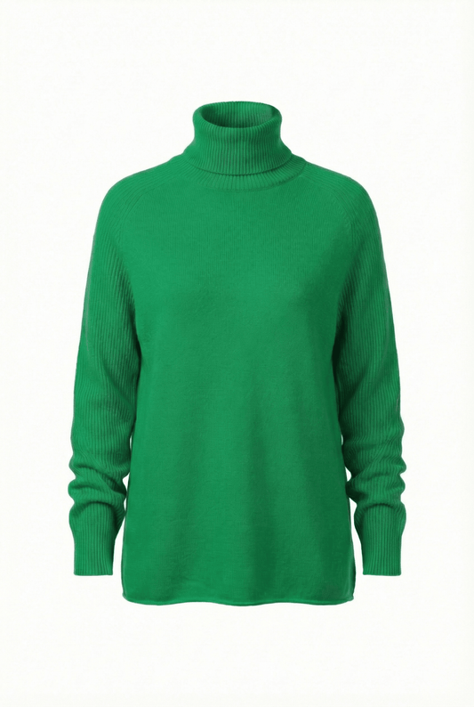 Natalia Staple Cashmere Turtleneck - Blue Sky Cashmere