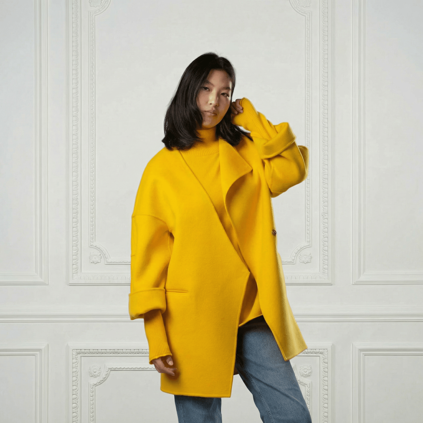 Natalia Staple Cashmere Turtleneck - Blue Sky Cashmere