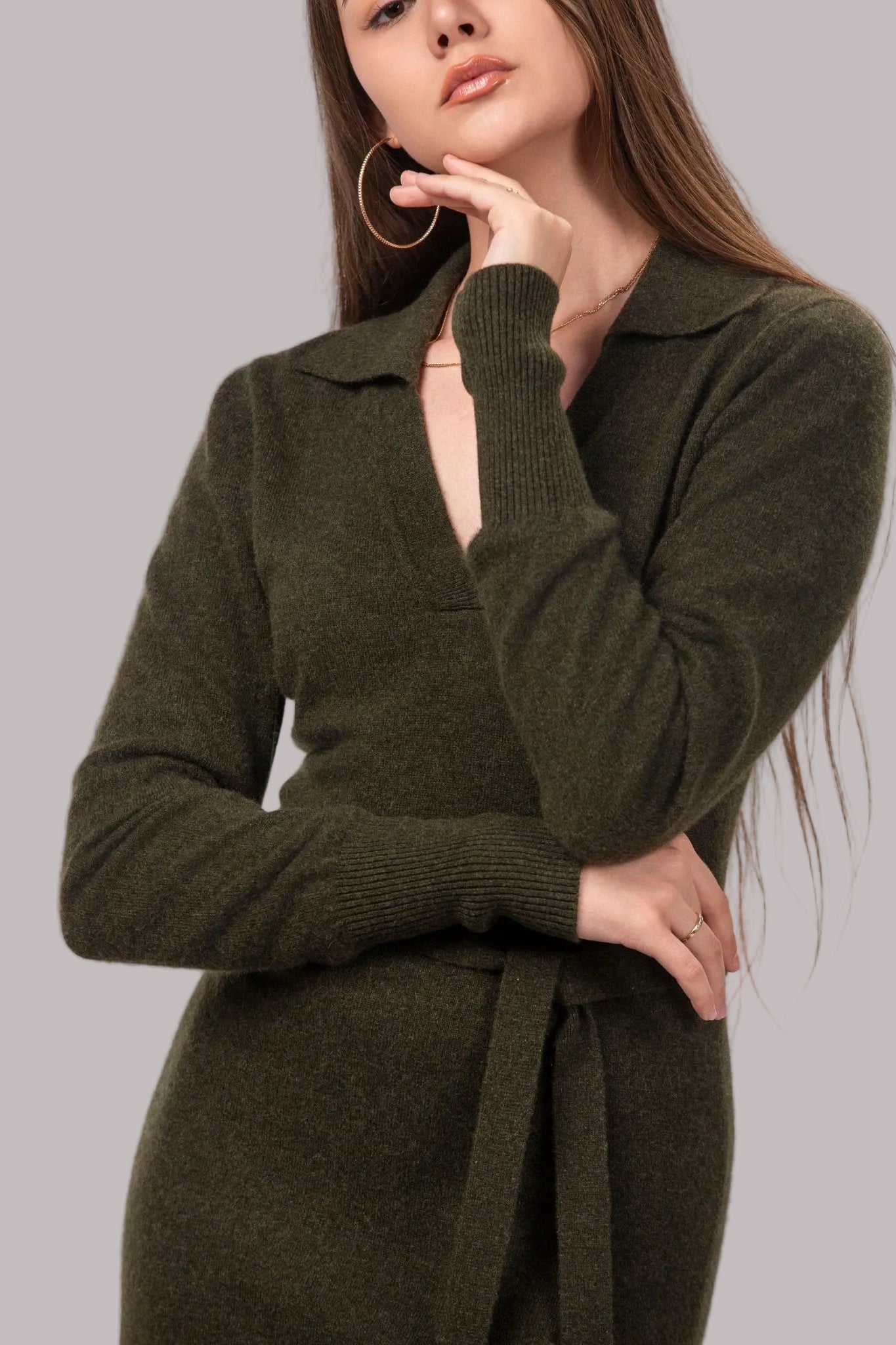 Valentina Midi Cashmere Dress - Blue Sky Cashmere