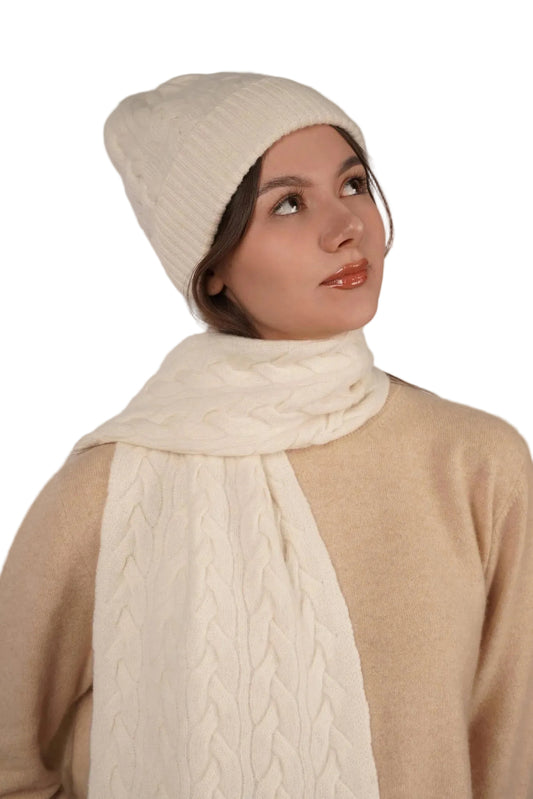 Victoria Cashmere Knitted Beanie - Blue Sky Cashmere