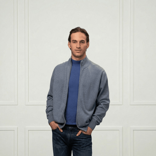 Alexander Zipper Cashmere Sweater - Blue Sky Cashmere