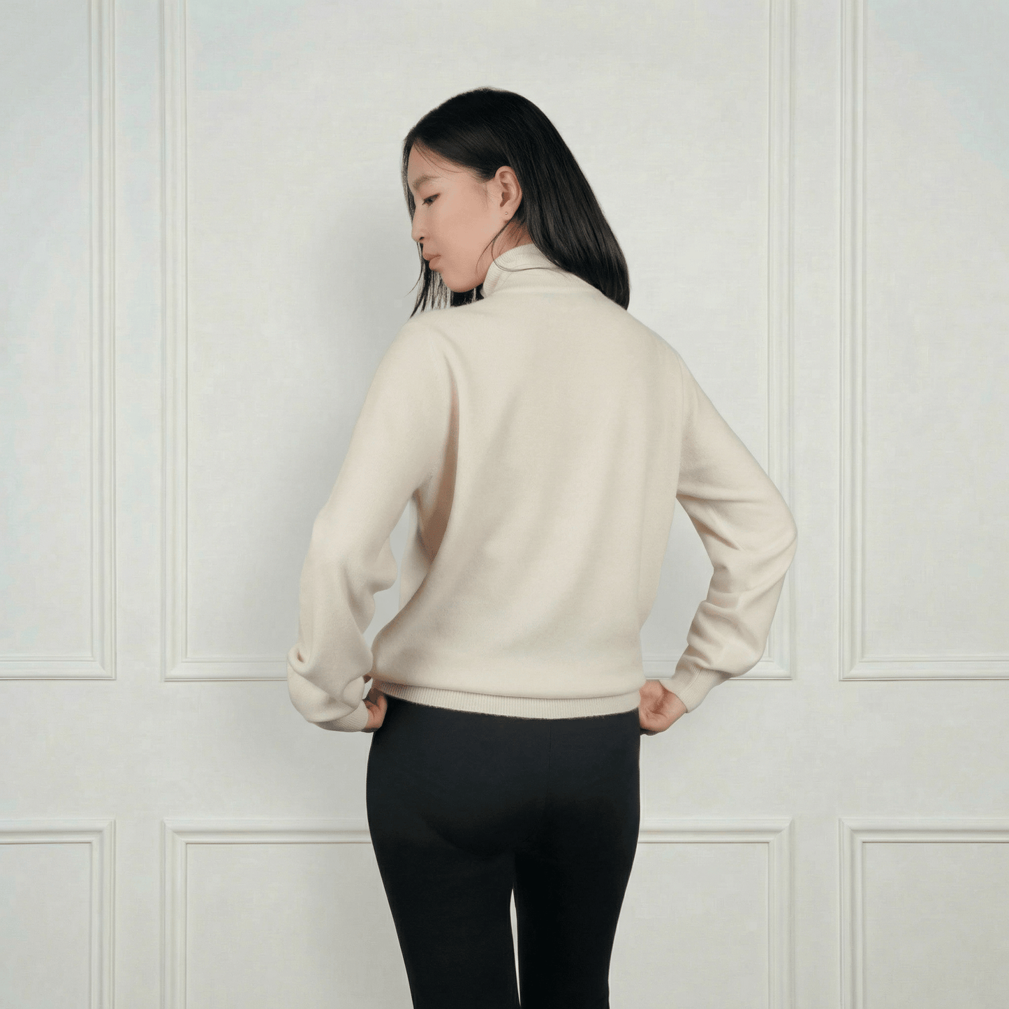 Blair Zip - Neck Cashmere Cardigan - Blue Sky Cashmere