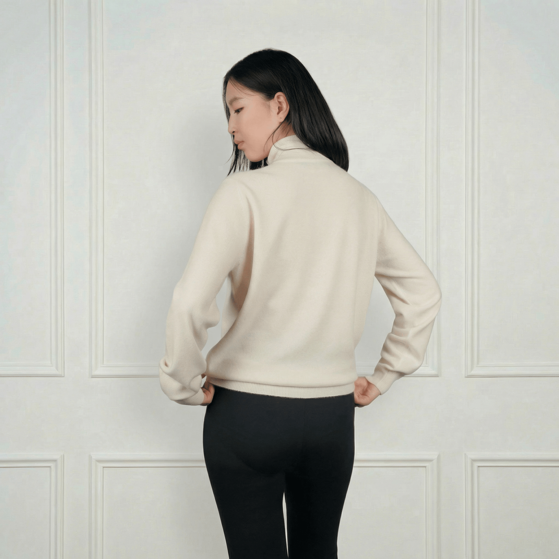 Blair Zip - Neck Cashmere Cardigan - Blue Sky Cashmere