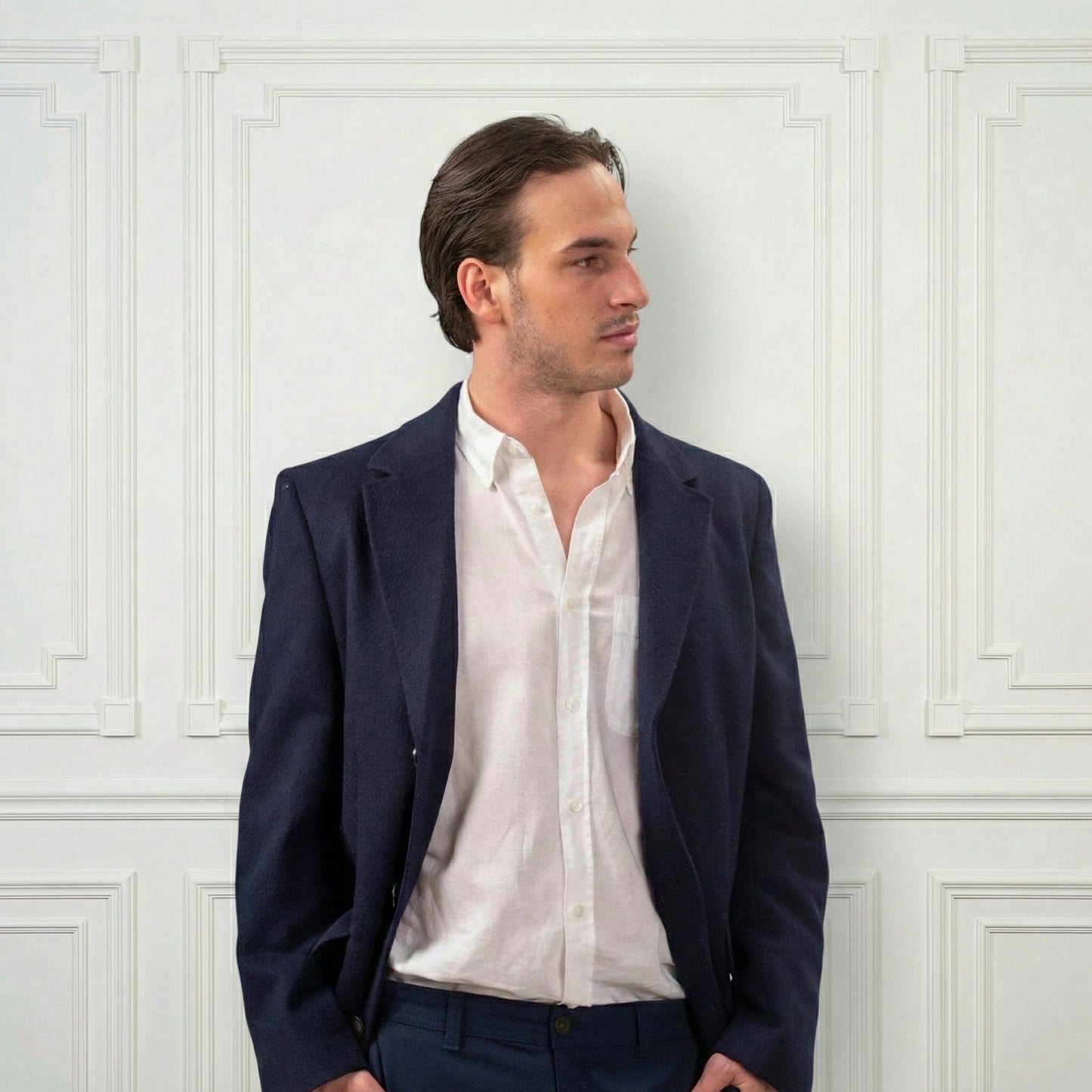 Blazer Wool Coat - Blue Sky Cashmere