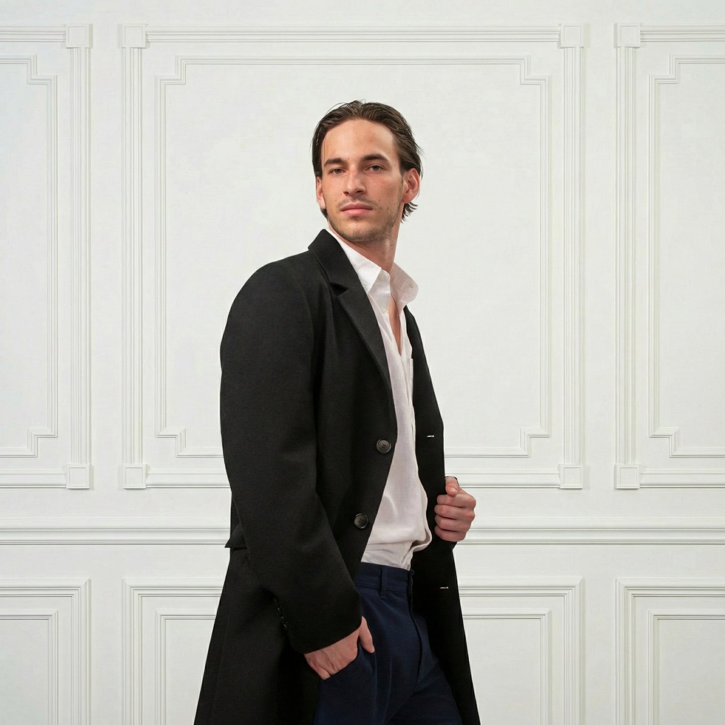 Blazer Wool Coat - Blue Sky Cashmere