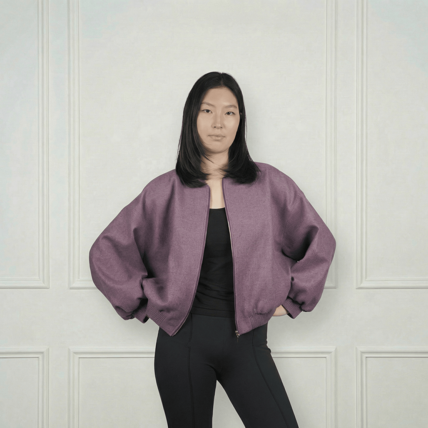 Cashmere Bomber Jacket - Blue Sky Cashmere