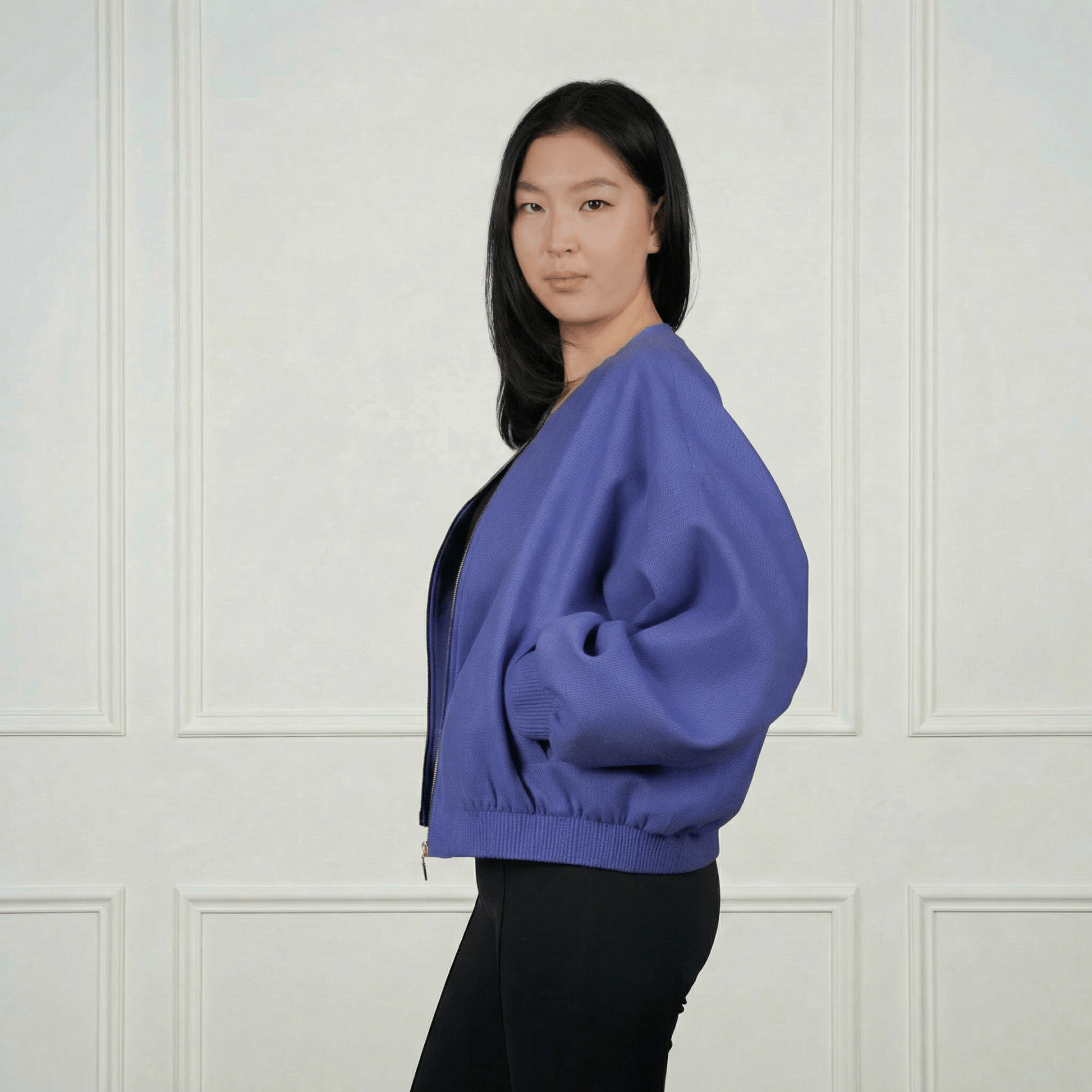Cashmere Bomber Jacket - Blue Sky Cashmere