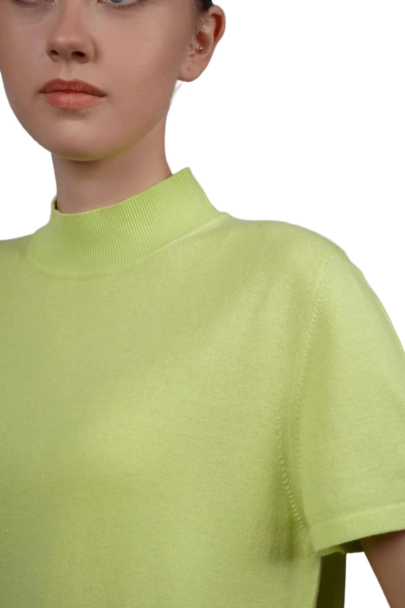 Cashmere - Cotton Mock T-Shirt - Blue Sky Cashmere