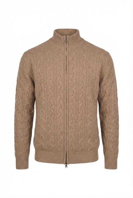 Cashmere Double - Zip Cardigan - Blue Sky Cashmere