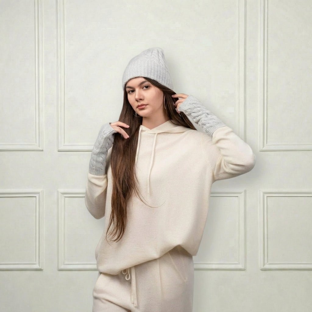 Cashmere Fingerless Mittens - Blue Sky Cashmere