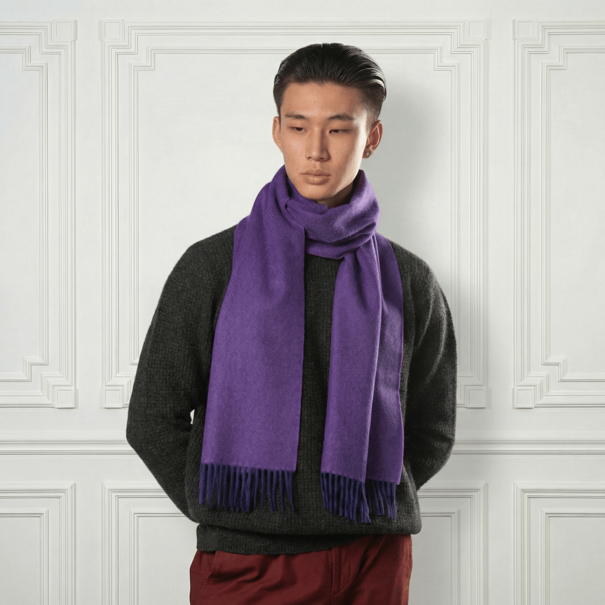 Cashmere Fringed Scarf - Blue Sky Cashmere