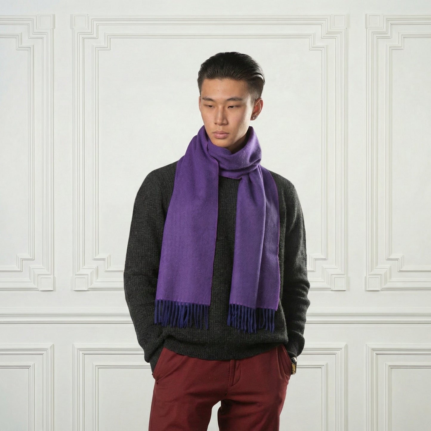 Cashmere Fringed Scarf - Blue Sky Cashmere