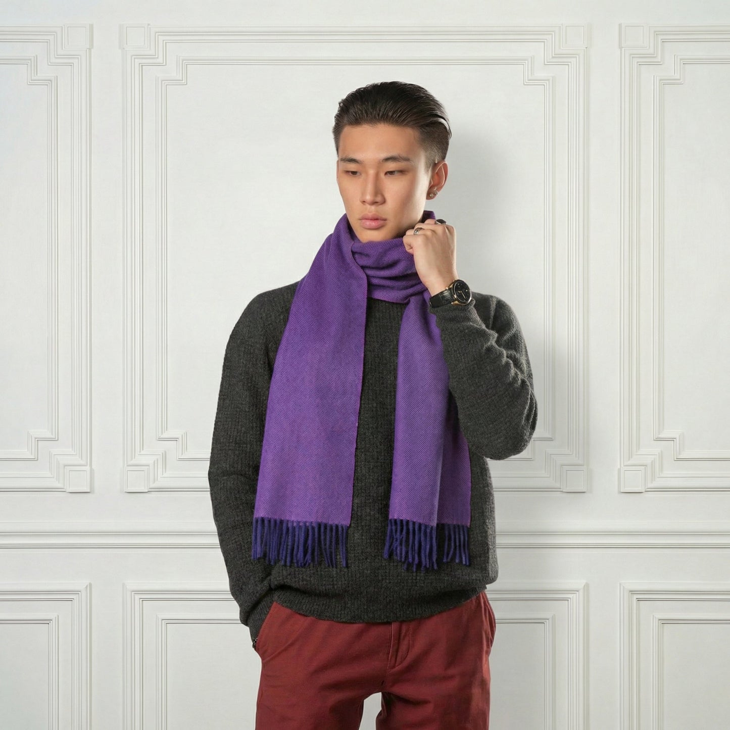 Cashmere Fringed Scarf - Blue Sky Cashmere