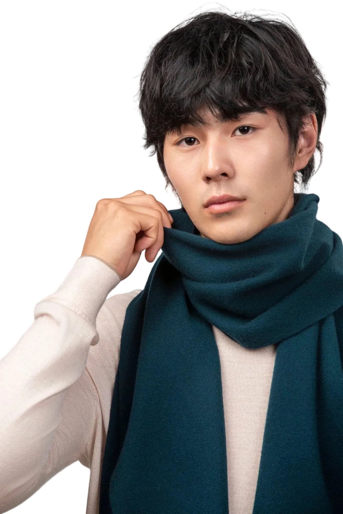 Cashmere Fringed Scarf - Blue Sky Cashmere