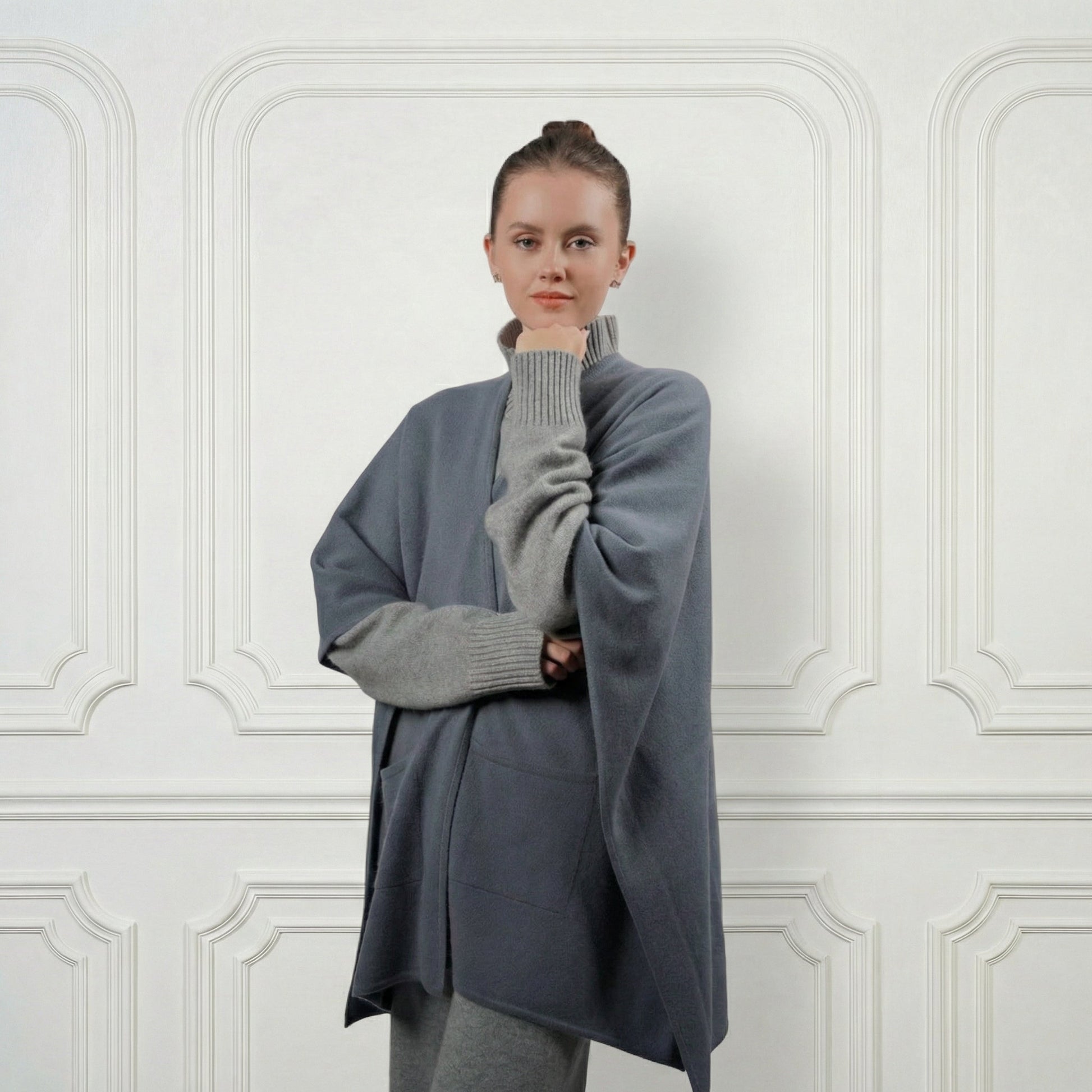 Cashmere Poncho - Blue Sky Cashmere