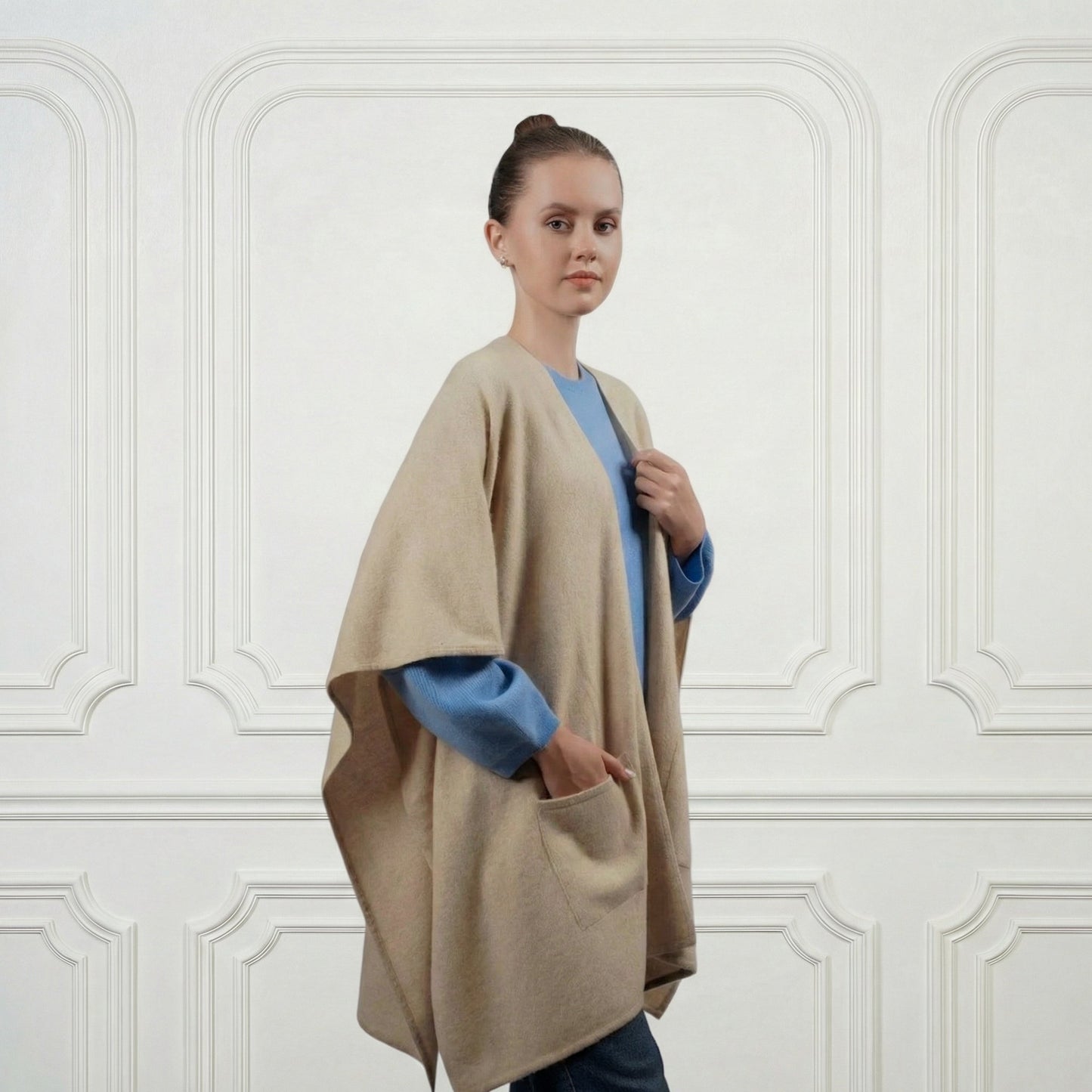 Cashmere Poncho - Blue Sky Cashmere