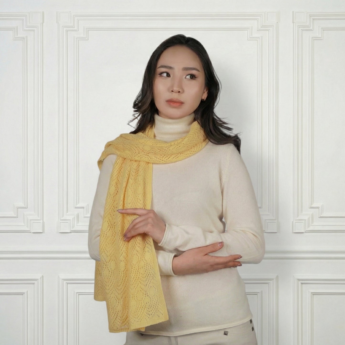 Cashmere Print Scarf - Blue Sky Cashmere