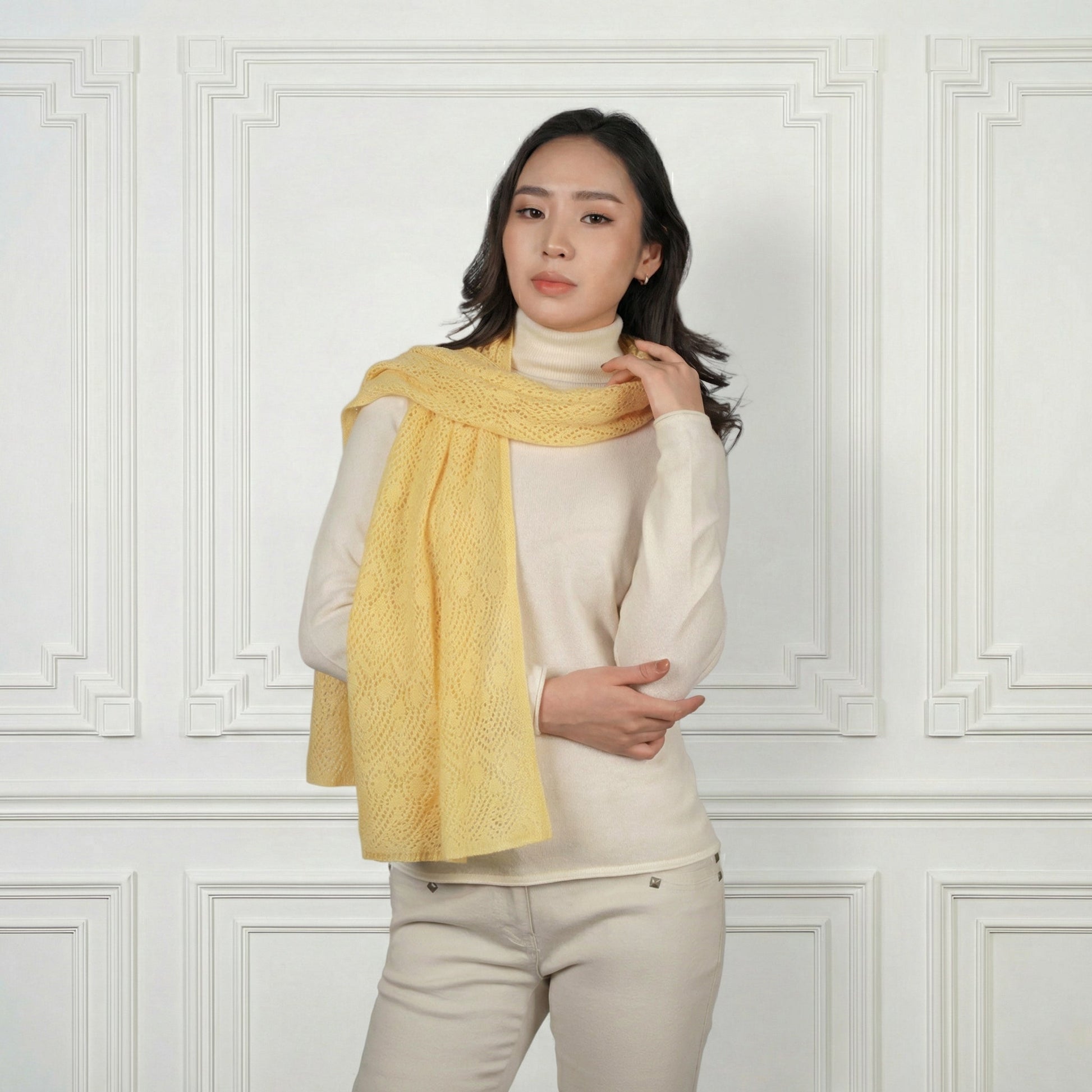 Cashmere Print Scarf - Blue Sky Cashmere