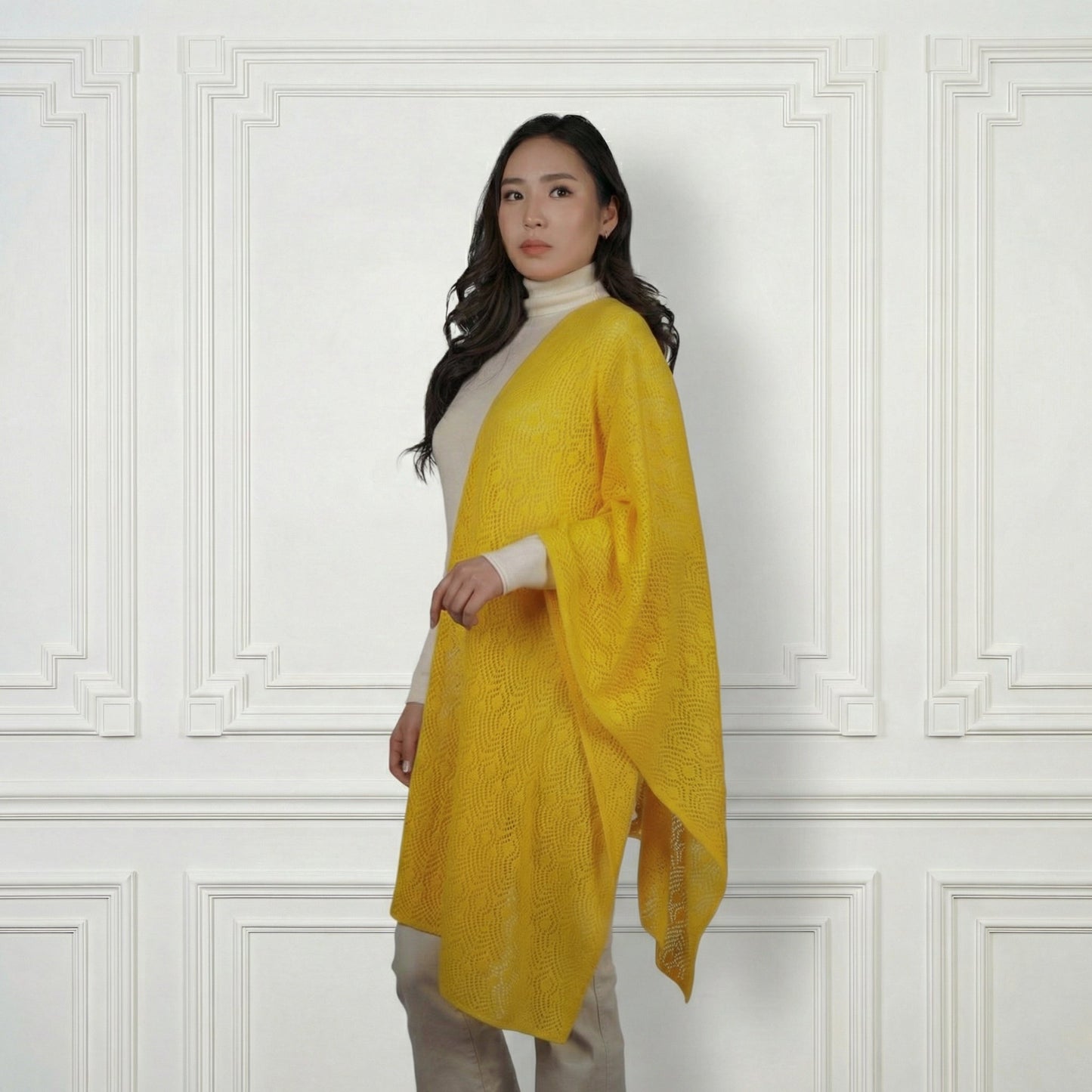 Cashmere Print Shawl - Blue Sky Cashmere