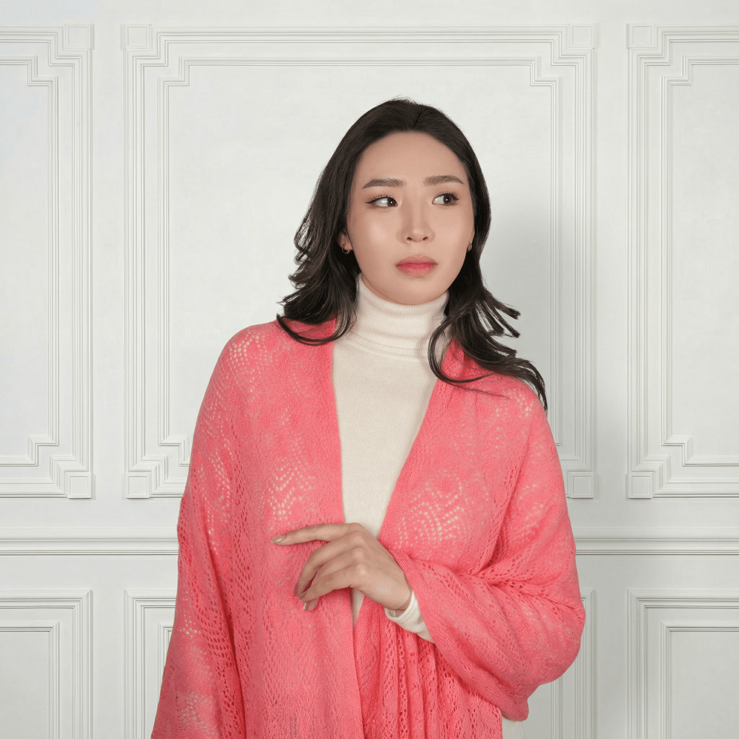 Cashmere Print Shawl - Blue Sky Cashmere