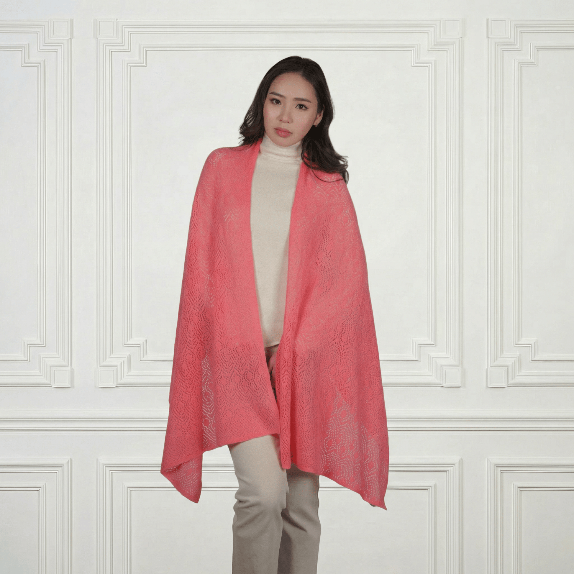 Cashmere Print Shawl - Blue Sky Cashmere