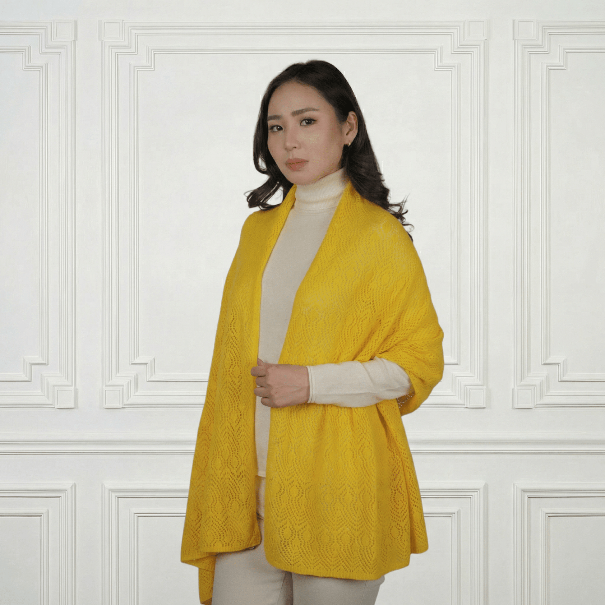 Cashmere Print Shawl - Blue Sky Cashmere