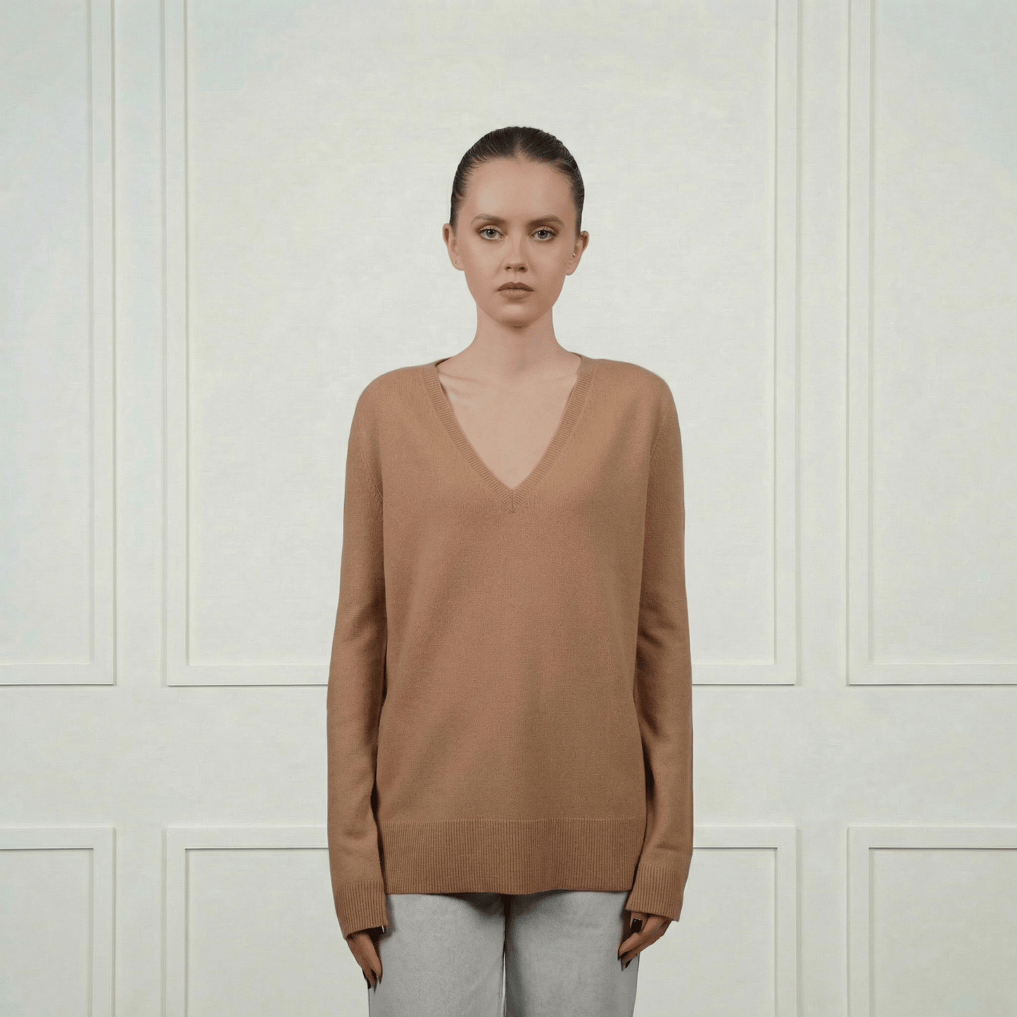 Classic V - Neck Cashmere Sweater - Blue Sky Cashmere