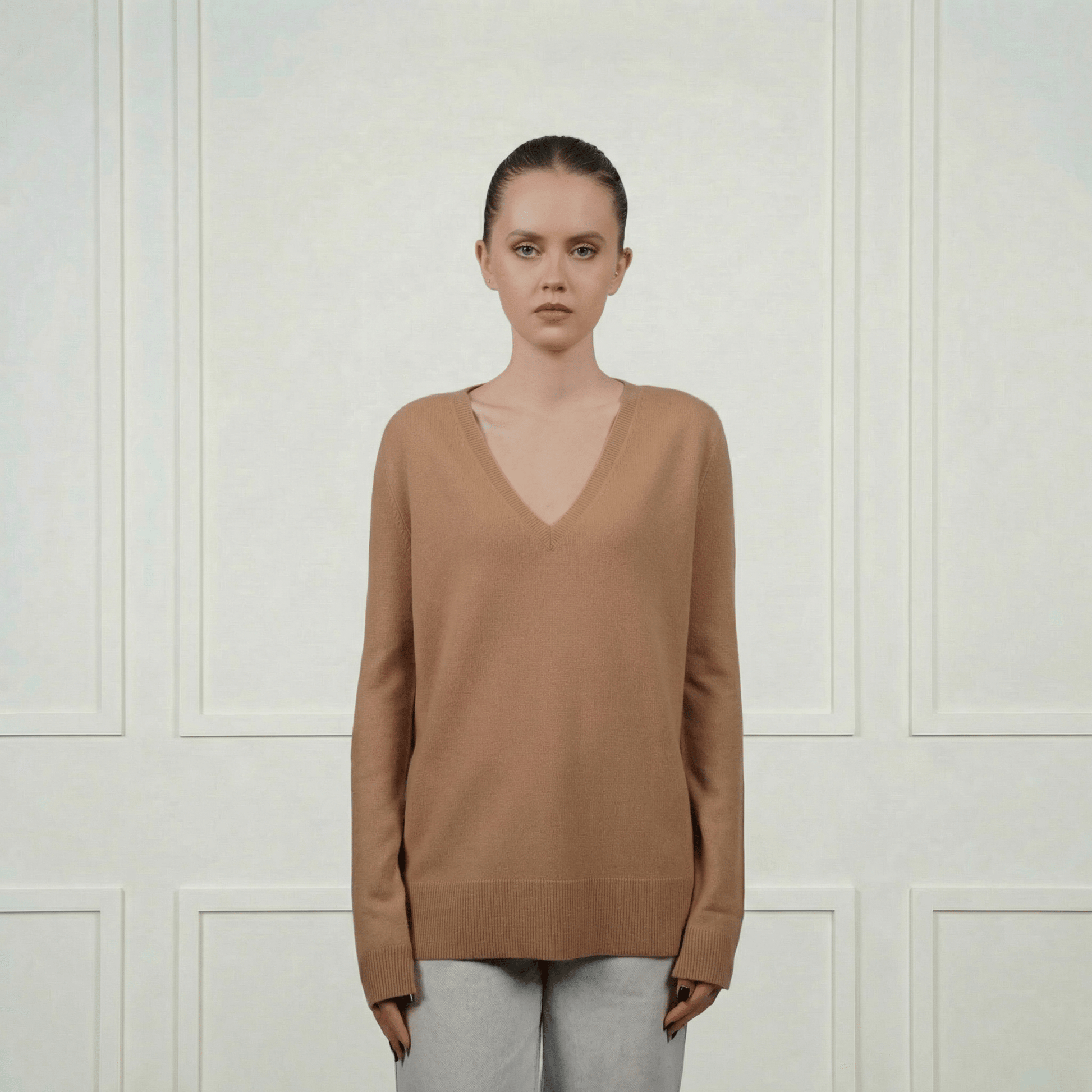 Classic V - Neck Cashmere Sweater - Blue Sky Cashmere
