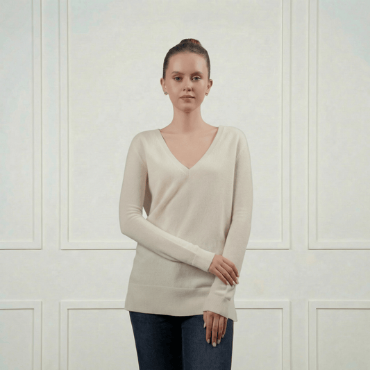 Classic V - Neck Cashmere Sweater - Blue Sky Cashmere