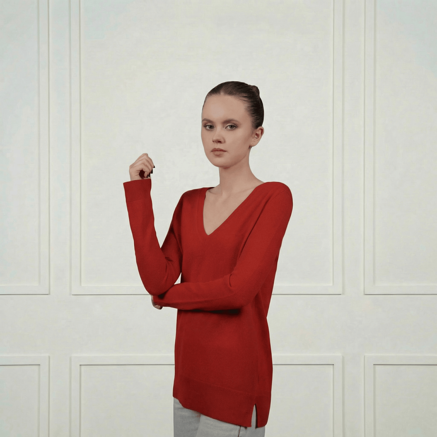 Classic V - Neck Cashmere Sweater - Blue Sky Cashmere