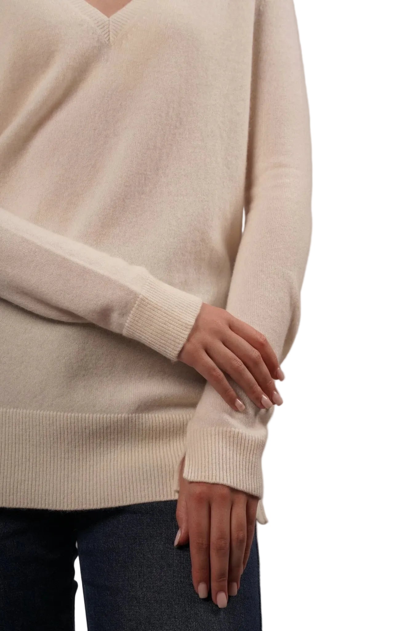 Classic V - Neck Cashmere Sweater - Blue Sky Cashmere