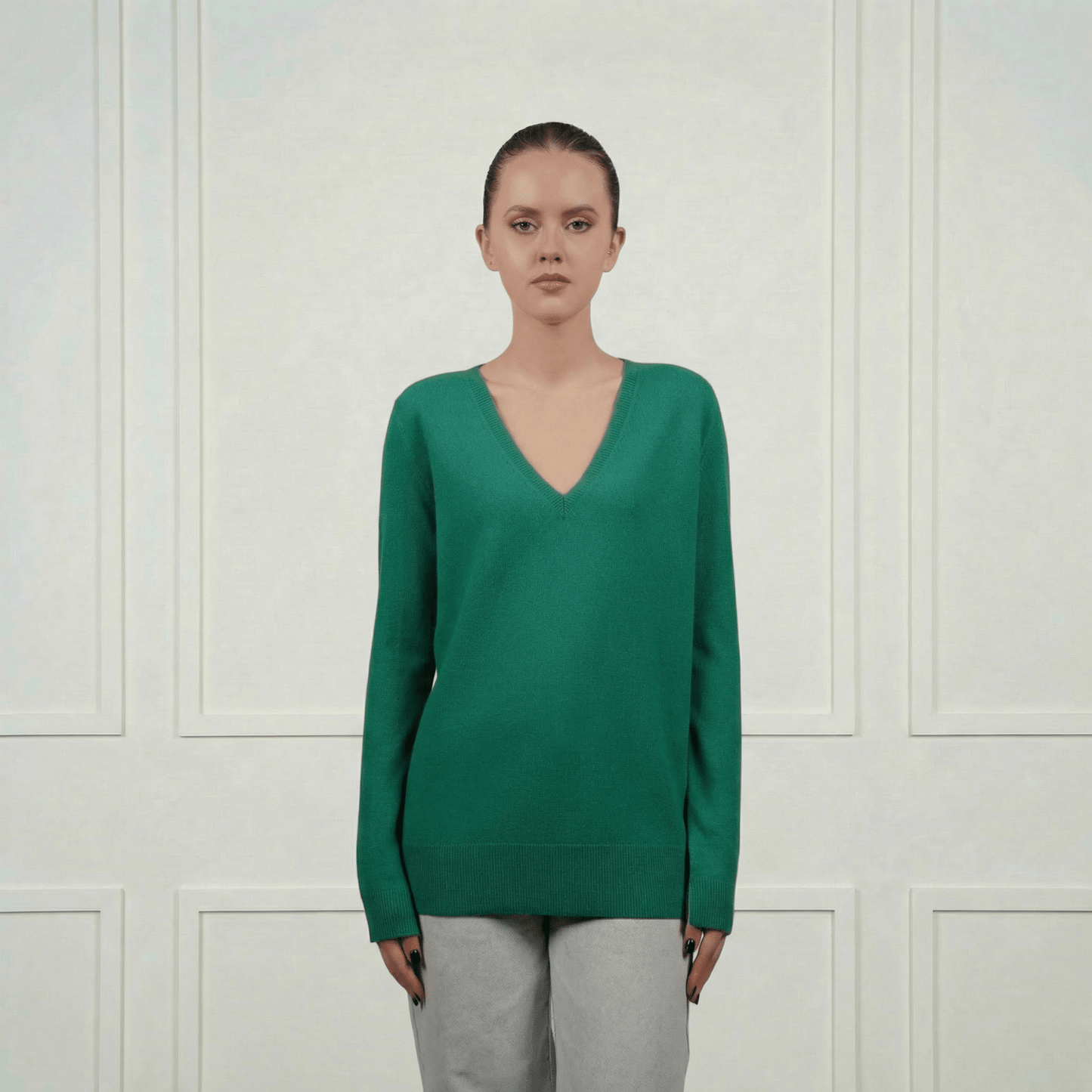 Classic V - Neck Cashmere Sweater - Blue Sky Cashmere